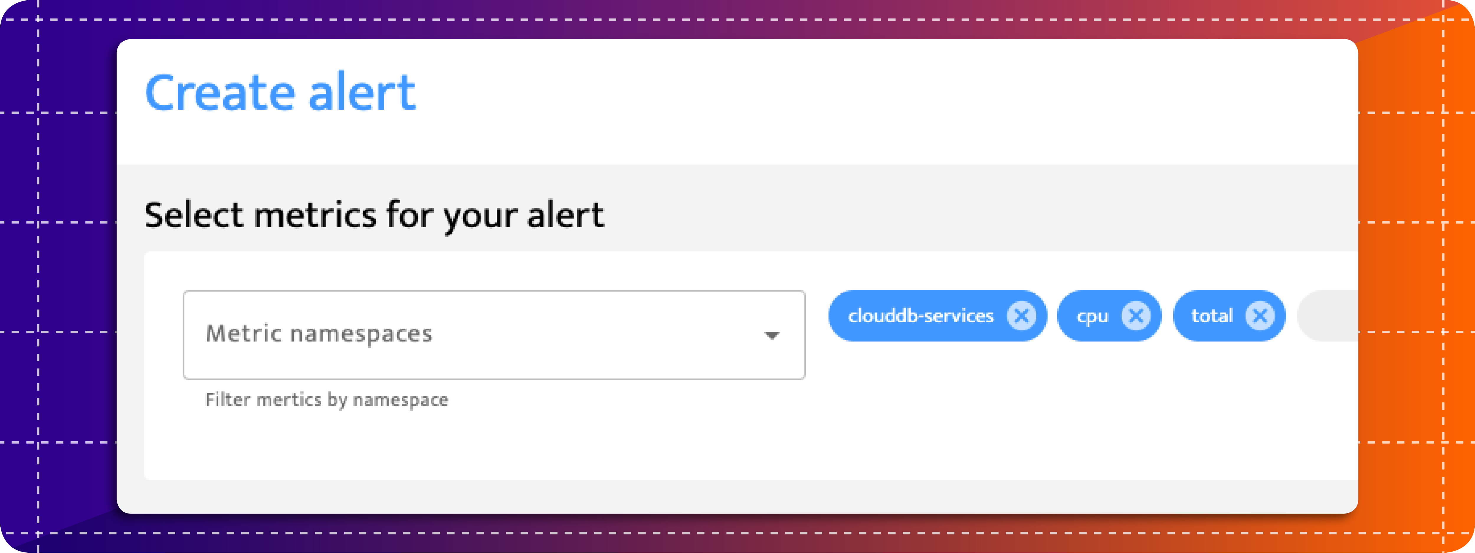 Select metric namespaces for your alert