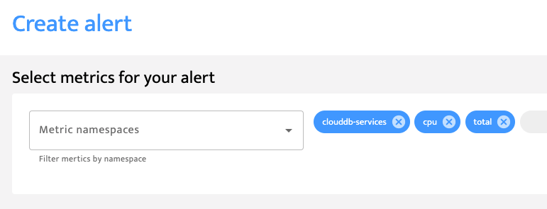 Select metric namespaces for your alert